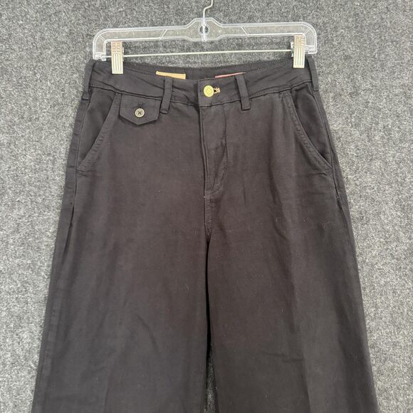 Pilcro Pants Women's 25 Black Wide Leg Flare High Rise Cuffed Hem Trouser Chino - Picture 2 of 12